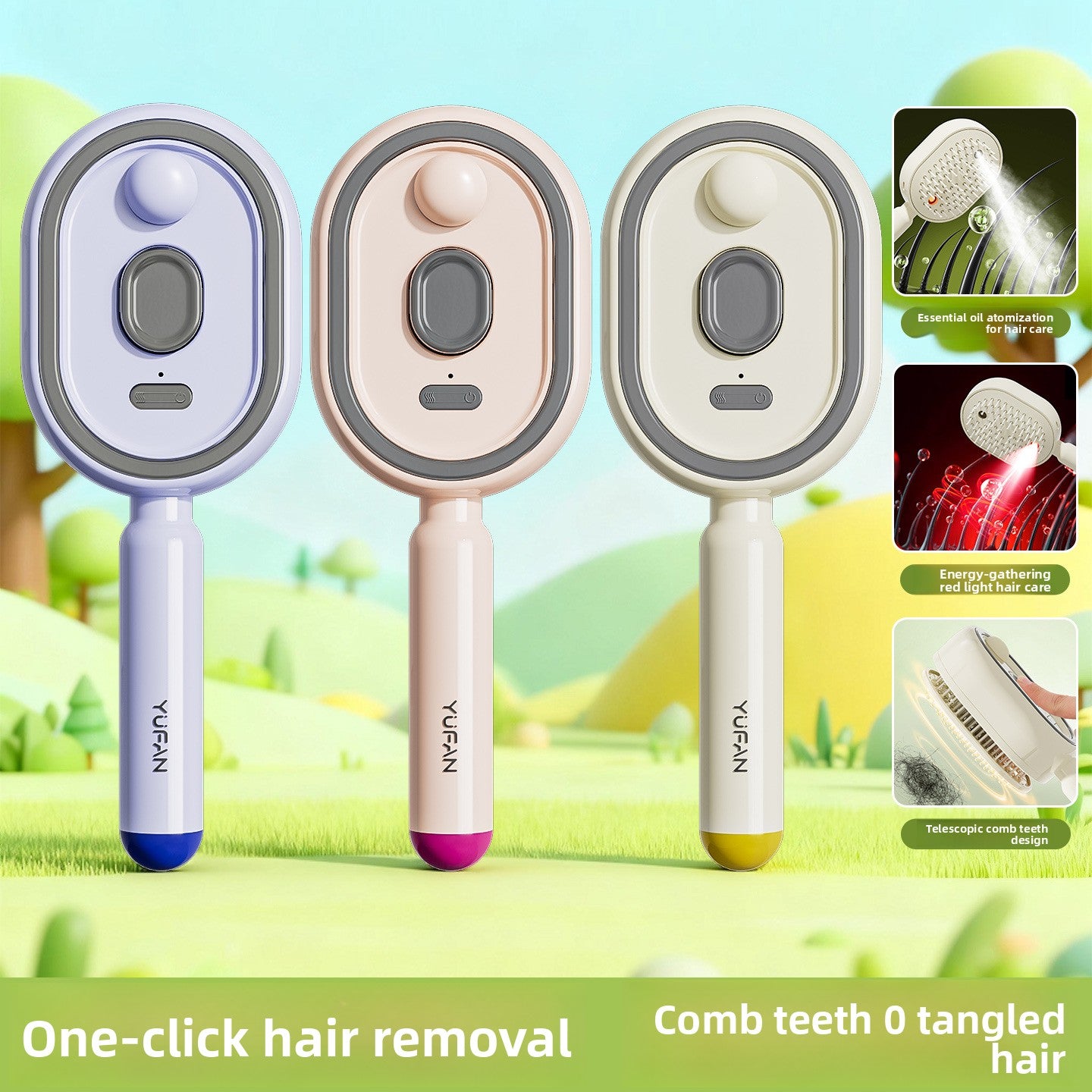 Electric Mist Hair Care Comb with Red Light and Detangling Function